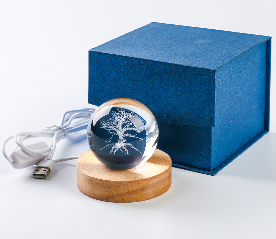 Personalized 3D Crystal Ball with LED Light Base
