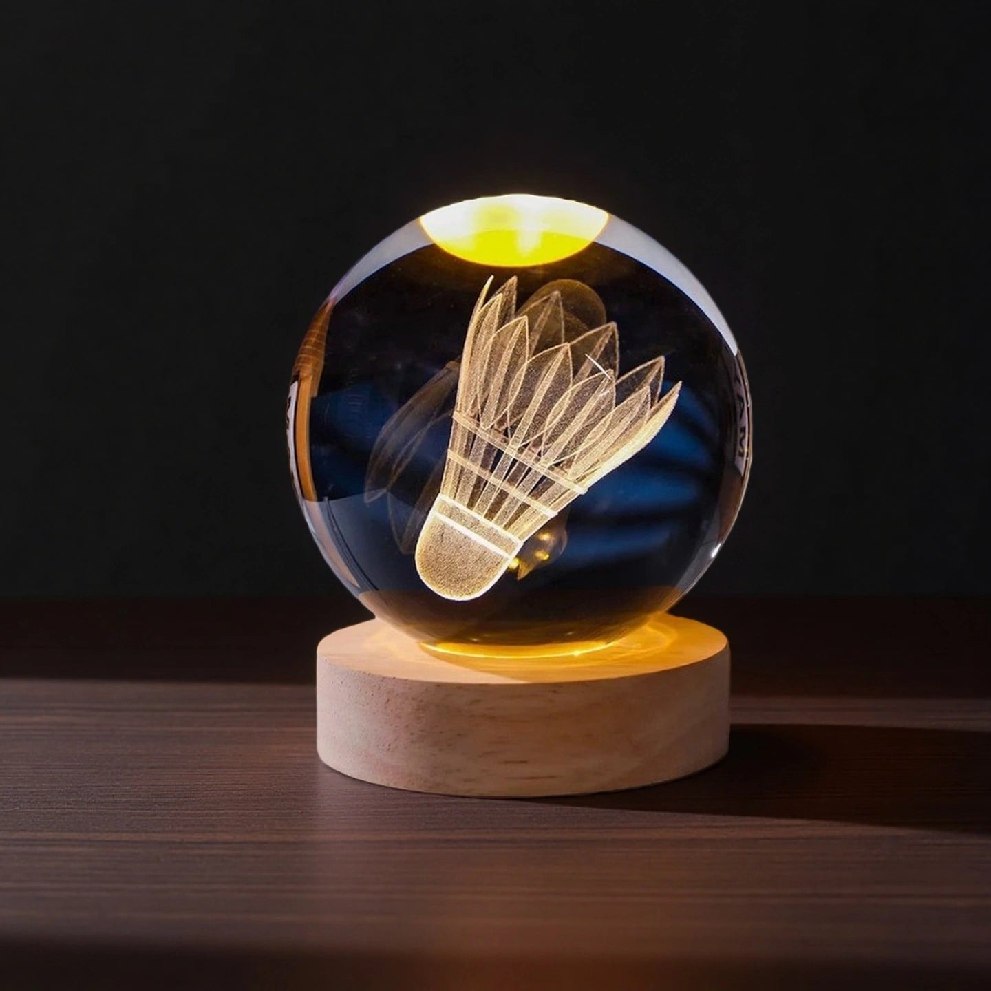 Badminton Crystal Ball LED Night Light - 3D Illusion Decorative Lamp
