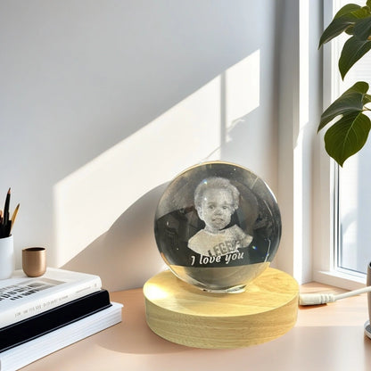 Custom 3D Crystal Photo Night Light for Kids – Personalized Gift with LED Base