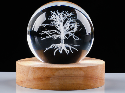 3D Crystal Ball with LED Wooden Base