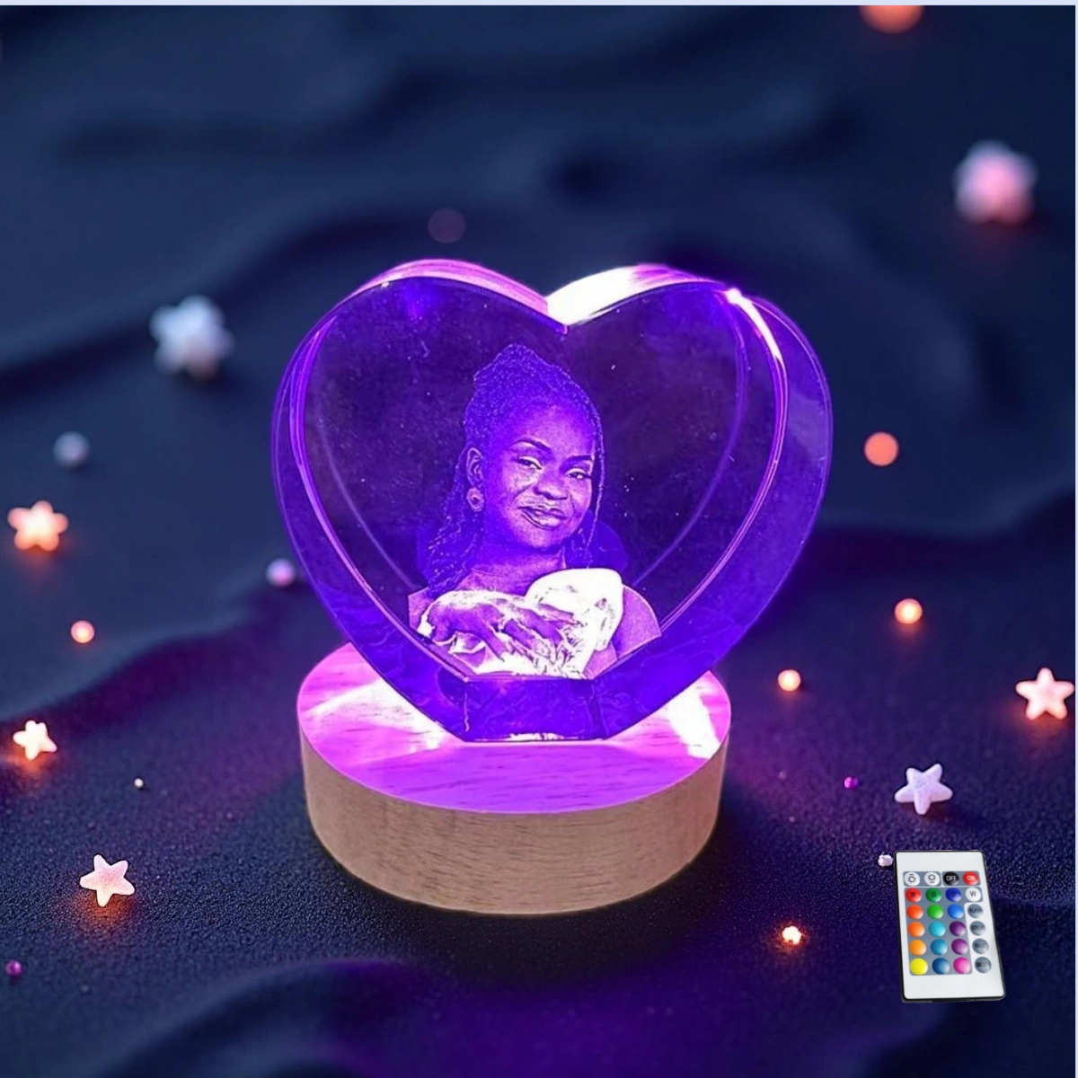 Custom Heart-shaped 3D Photo Engraved Crystal | Unique Romantic Gift for Your Loved One