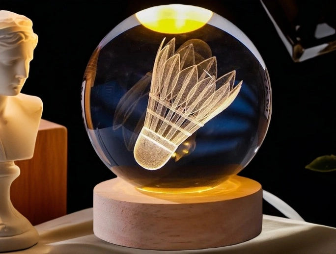 Badminton Crystal Ball LED Night Light - 3D Illusion Decorative Lamp