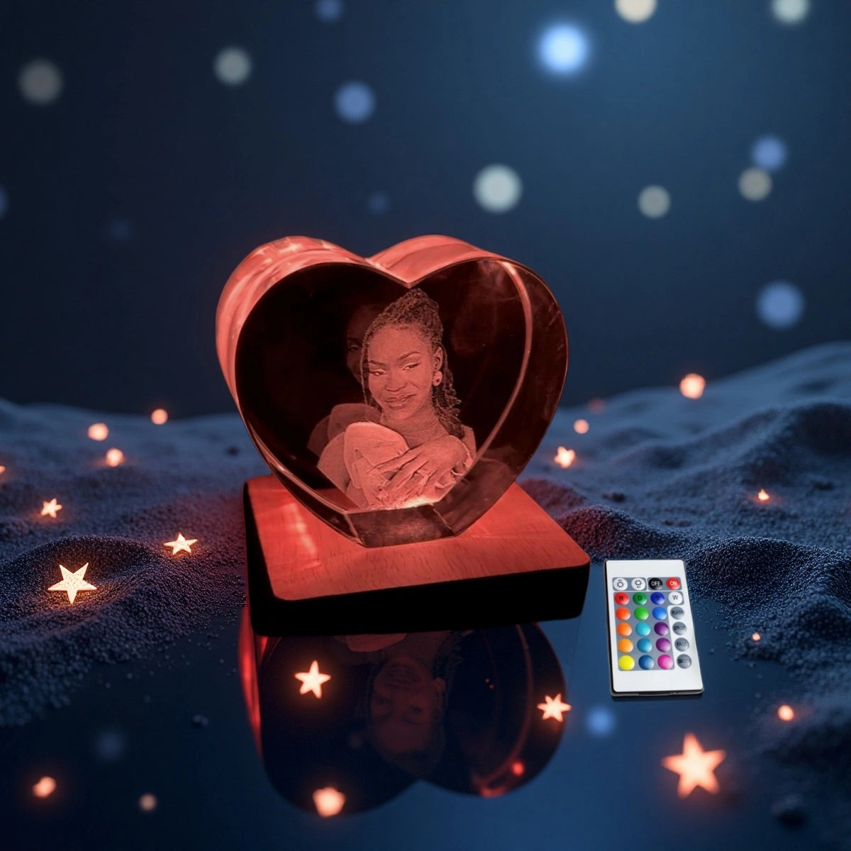 Custom Heart-shaped 3D Photo Engraved Crystal | Unique Romantic Gift for Your Loved One